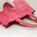 PRADA Kanapa PM Hand Bag Canvas Pink Silver Auth 129944-6