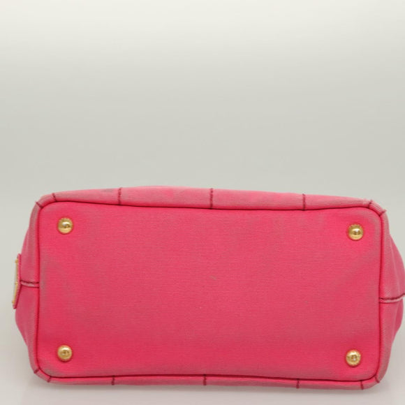 PRADA Kanapa PM Hand Bag Canvas Pink Silver Auth 129944