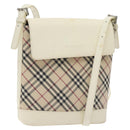 BURBERRY Nova Check Shoulder Bag Canvas Beige Silver Auth 129947-1