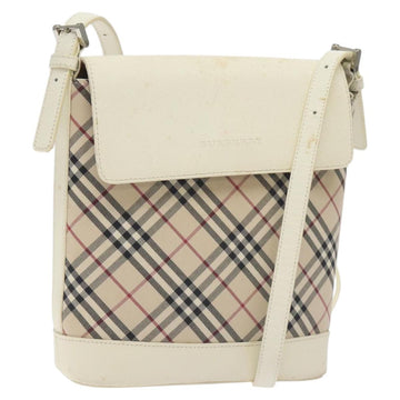 BURBERRY Nova Check Shoulder Bag Canvas Beige Silver Auth 129947