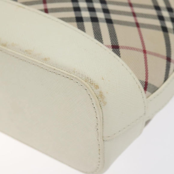 BURBERRY Nova Check Shoulder Bag Canvas Beige Silver Auth 129947