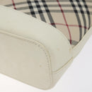 BURBERRY Nova Check Shoulder Bag Canvas Beige Silver Auth 129947-15
