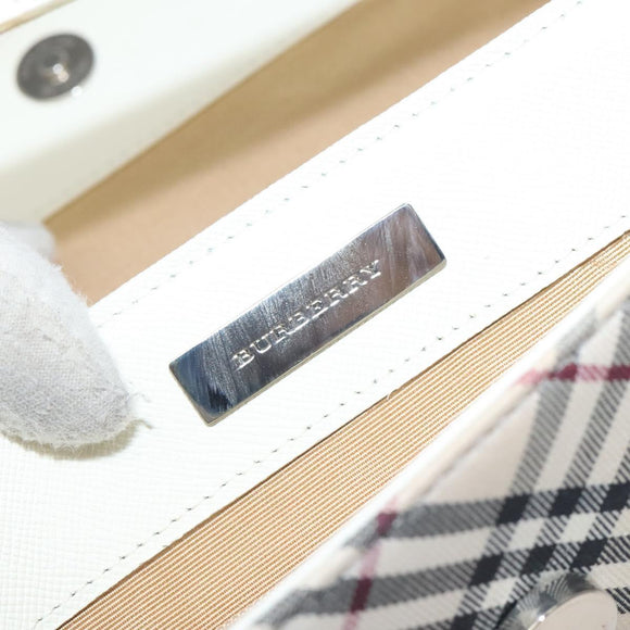 BURBERRY Nova Check Shoulder Bag Canvas Beige Silver Auth 129947