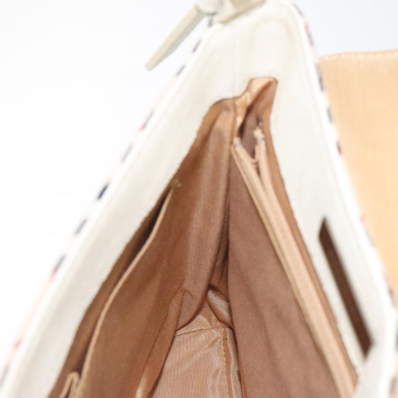BURBERRY Nova Check Shoulder Bag Canvas Beige Silver Auth 129947