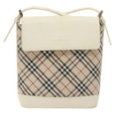 BURBERRY Nova Check Shoulder Bag Canvas Beige Silver Auth 129947-13