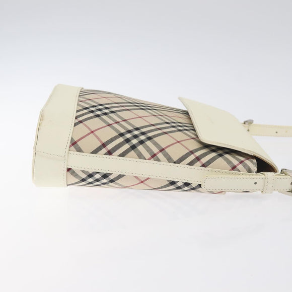 BURBERRY Nova Check Shoulder Bag Canvas Beige Silver Auth 129947