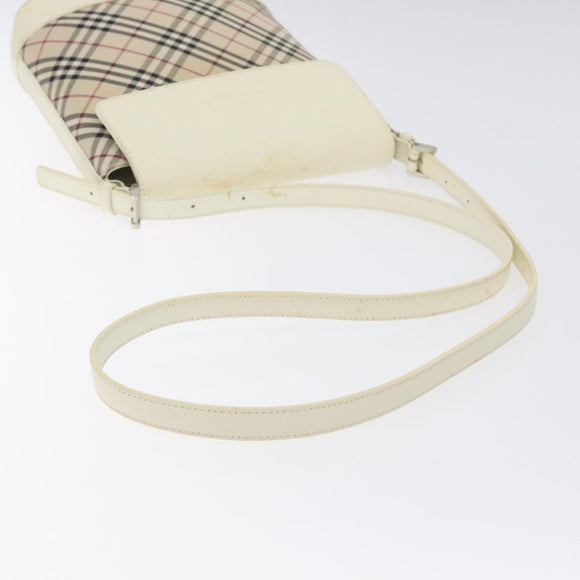 BURBERRY Nova Check Shoulder Bag Canvas Beige Silver Auth 129947