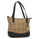 BURBERRY Nova Check Tote Bag Canvas Beige Gold Auth 129949-1