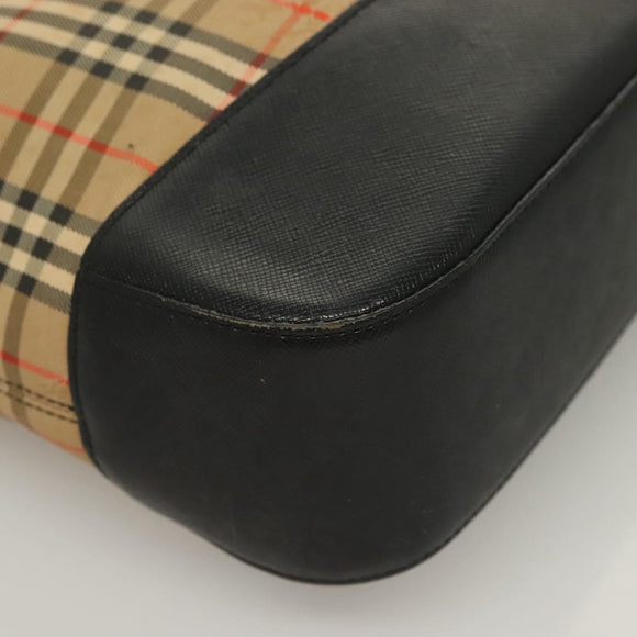 BURBERRY Nova Check Tote Bag Canvas Beige Gold Auth 129949