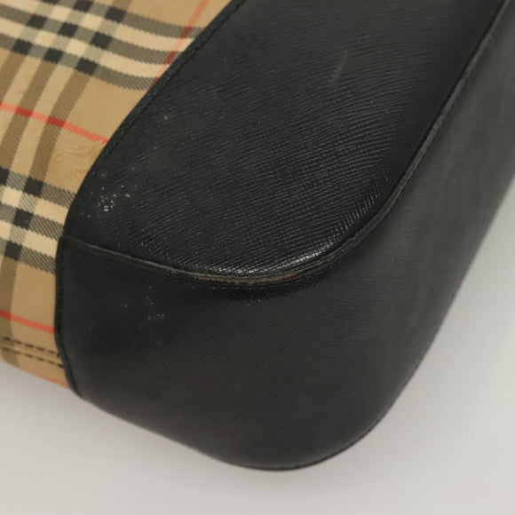 BURBERRY Nova Check Tote Bag Canvas Beige Gold Auth 129949