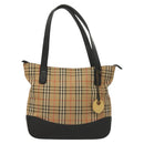 BURBERRY Nova Check Tote Bag Canvas Beige Gold Auth 129949-2