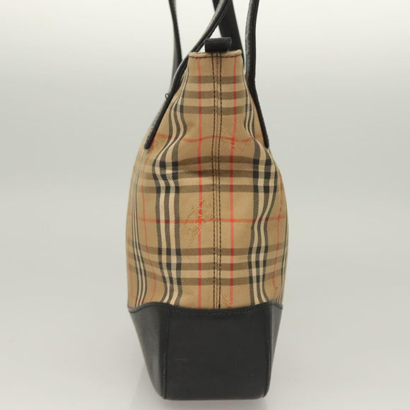 BURBERRY Nova Check Tote Bag Canvas Beige Gold Auth 129949