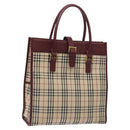 BURBERRY Nova Check Tote Bag Canvas Beige Gold Auth 129950-1