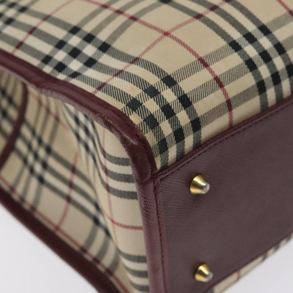BURBERRY Nova Check Tote Bag Canvas Beige Gold Auth 129950