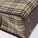 BURBERRY Nova Check Tote Bag Canvas Beige Gold Auth 129950-13