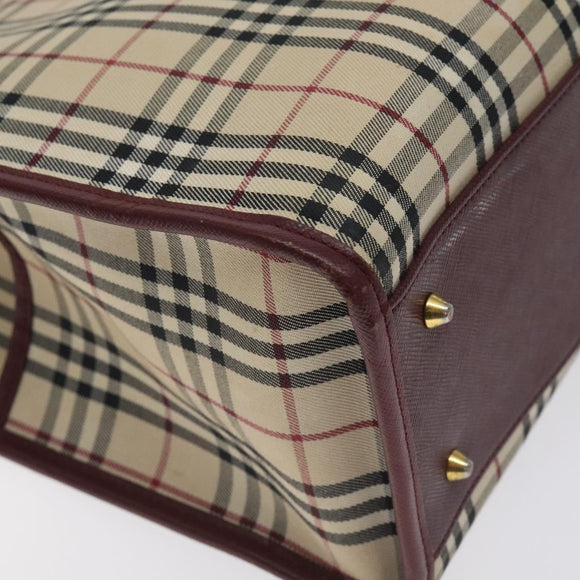 BURBERRY Nova Check Tote Bag Canvas Beige Gold Auth 129950