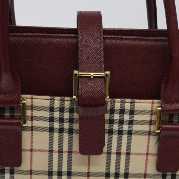 BURBERRY Nova Check Tote Bag Canvas Beige Gold Auth 129950