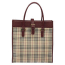 BURBERRY Nova Check Tote Bag Canvas Beige Gold Auth 129950-2