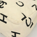 CHANEL Tote Bag Canvas White Gold CC Auth 129951-14