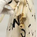 CHANEL Tote Bag Canvas White Gold CC Auth 129951-10