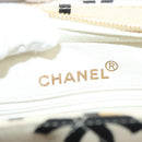 CHANEL Tote Bag Canvas White Gold CC Auth 129951-17