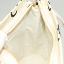 CHANEL Tote Bag Canvas White Gold CC Auth 129951-18