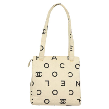 CHANEL Tote Bag Canvas White Gold CC Auth 129951 - 0