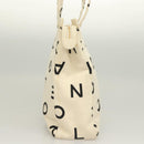 CHANEL Tote Bag Canvas White Gold CC Auth 129951-3