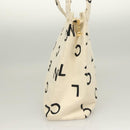 CHANEL Tote Bag Canvas White Gold CC Auth 129951-4