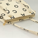 CHANEL Tote Bag Canvas White Gold CC Auth 129951-6