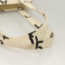 CHANEL Tote Bag Canvas White Gold CC Auth 129951-7