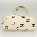 CHANEL Tote Bag Canvas White Gold CC Auth 129951-5