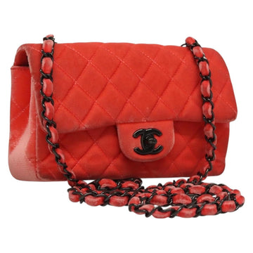 CHANEL Matelasse Chain Shoulder Bag Velor Pink CC Auth 129957