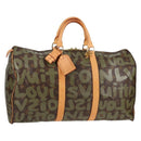 LOUIS VUITTON Monogram Graffiti Keepall 50 Boston Bag Khaki M92196 Auth 129961V-1
