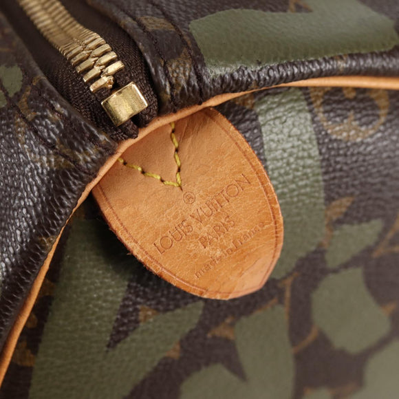 LOUIS VUITTON Monogram Graffiti Keepall 50 Boston Bag Khaki M92196 Auth 129961V