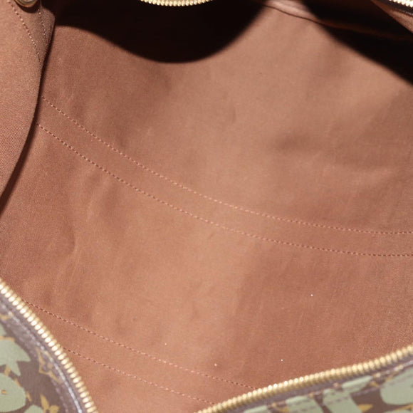 LOUIS VUITTON Monogram Graffiti Keepall 50 Boston Bag Khaki M92196 Auth 129961V