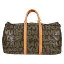 LOUIS VUITTON Monogram Graffiti Keepall 50 Boston Bag Khaki M92196 Auth 129961V-2