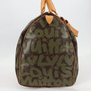 LOUIS VUITTON Monogram Graffiti Keepall 50 Boston Bag Khaki M92196 Auth 129961V-4