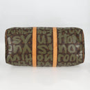 LOUIS VUITTON Monogram Graffiti Keepall 50 Boston Bag Khaki M92196 Auth 129961V-5