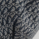 Christian Dior Trotter Canvas Boston Bag Navy Gold Auth 129964V-11