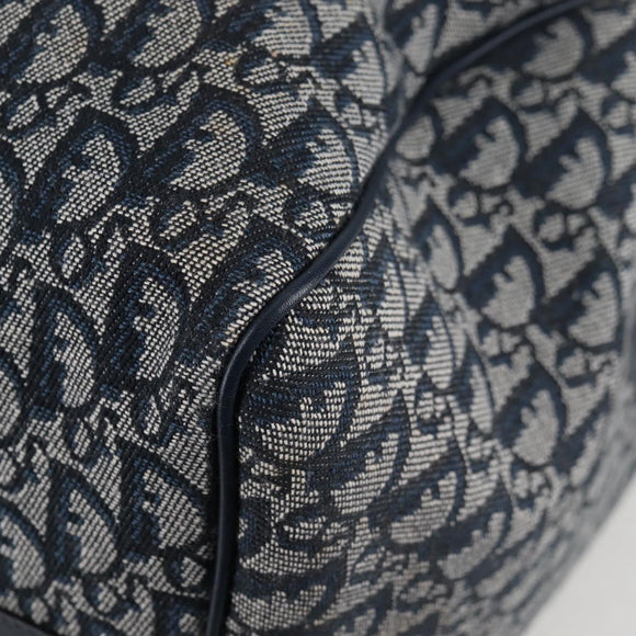 Christian Dior Trotter Canvas Boston Bag Navy Gold Auth 129964V