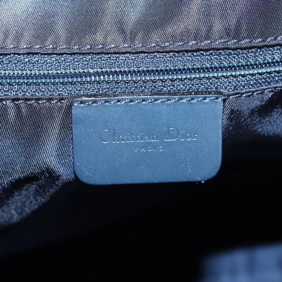 Christian Dior Trotter Canvas Boston Bag Navy Gold Auth 129964V