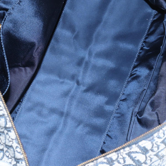 Christian Dior Trotter Canvas Boston Bag Navy Gold Auth 129964SAV