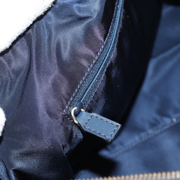 Christian Dior Trotter Canvas Boston Bag Navy Gold Auth 129964SAV