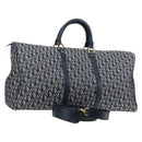 Christian Dior Trotter Canvas Boston Bag Navy Gold Auth 129964SAV-1