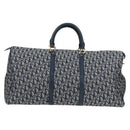 Christian Dior Trotter Canvas Boston Bag Navy Gold Auth 129964V-2