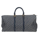 Christian Dior Trotter Canvas Boston Bag Navy Gold Auth 129964V-3
