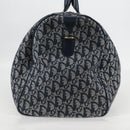 Christian Dior Trotter Canvas Boston Bag Navy Gold Auth 129964V-4