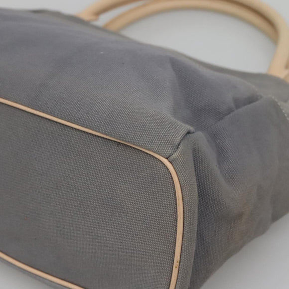 Burberrys Blue Label Tote Bag Canvas Gray Silver Auth 129965