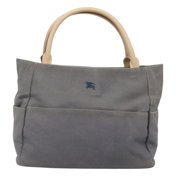 Burberrys Blue Label Tote Bag Canvas Gray Silver Auth 129965